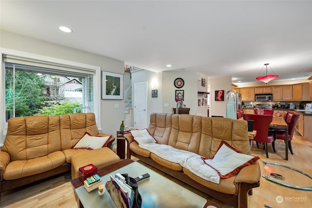 living room with light wood-type flooring