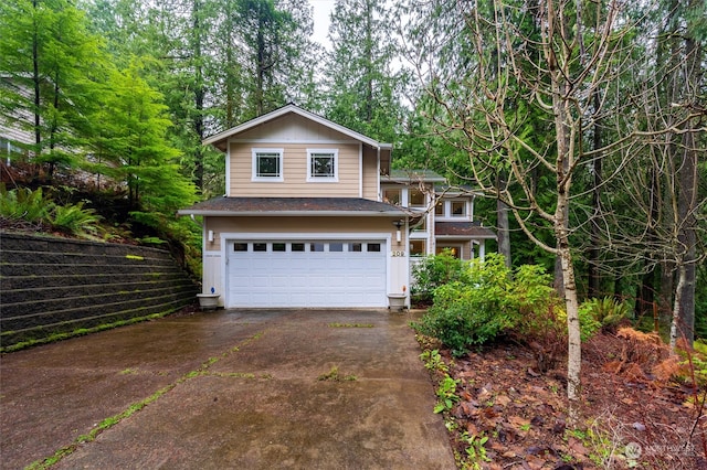 view of front facade with a garage