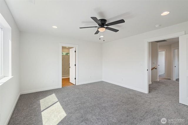 11114 NE 91st Ave, Vancouver, WA 98662 - carpeted spare room featuring baseboards, recessed lighting, visible vents, and a ceiling fan