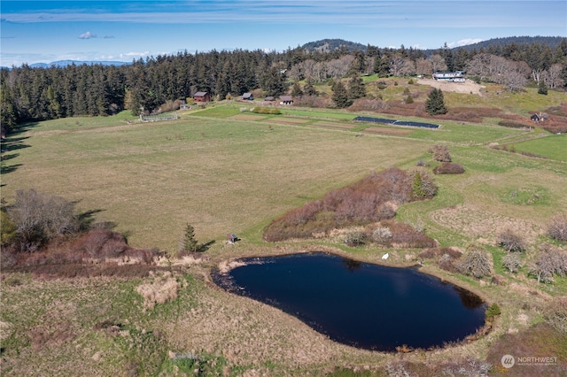 drone / aerial view with a rural view