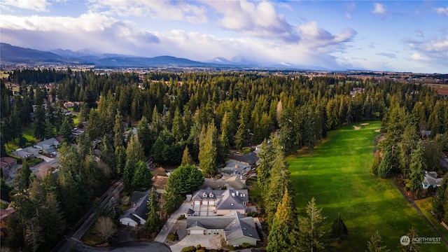 drone / aerial view with a mountain view