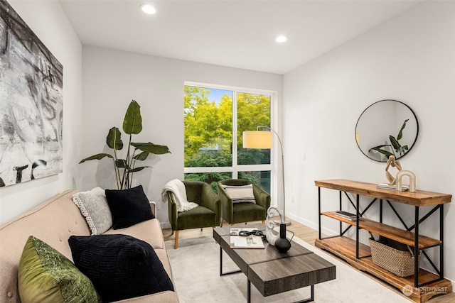 sitting room featuring light wood-type flooring