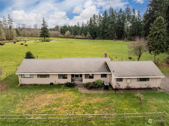 aerial view featuring a rural view