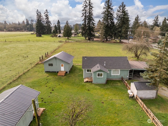 drone / aerial view with a rural view