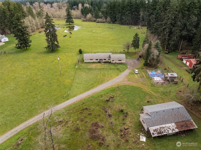 drone / aerial view featuring a rural view