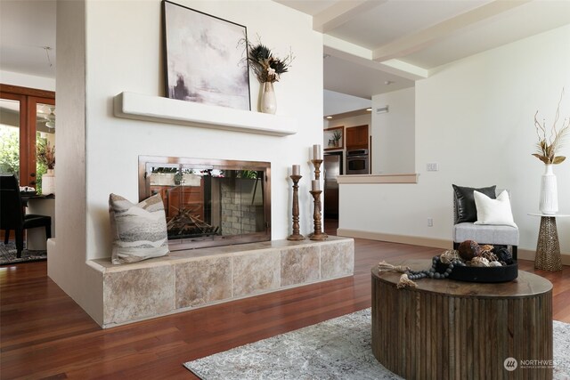 living room with hardwood / wood-style floors