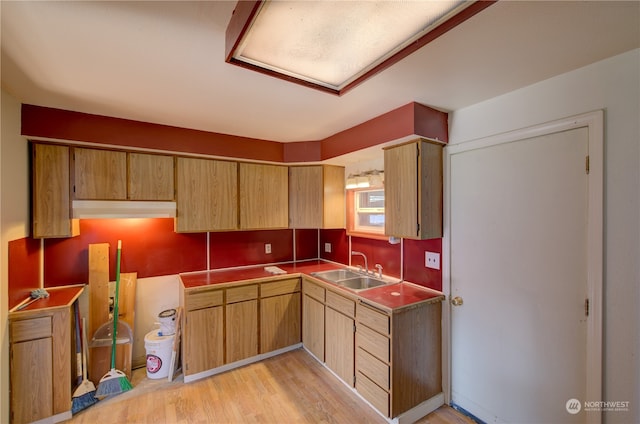 kitchen featuring sink and light hardwood / wood-style flooring