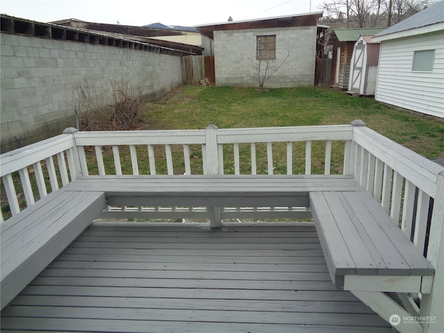 deck with a yard