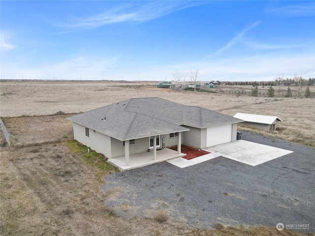 aerial view with a rural view