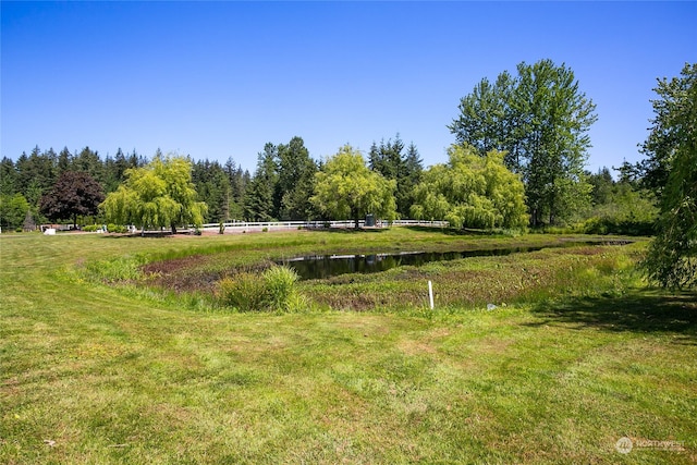 view of yard featuring a water view