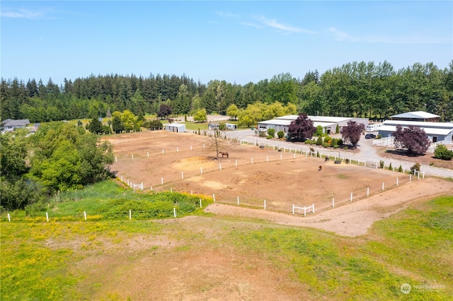 bird's eye view with a rural view