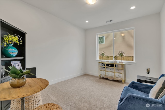 sitting room featuring carpet floors