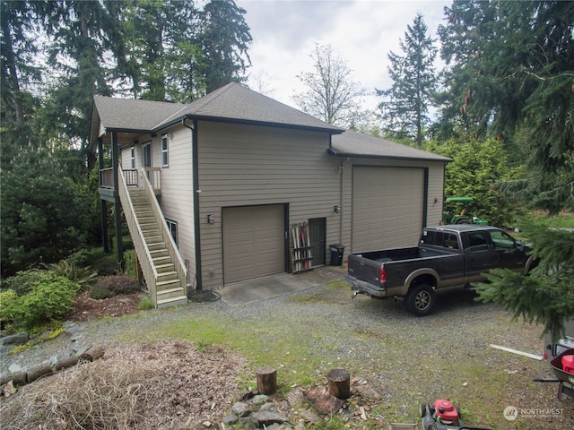 view of home's exterior with a garage