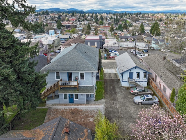 aerial view with a mountain view