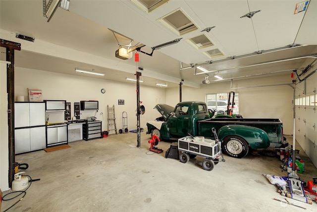 garage with a garage door opener