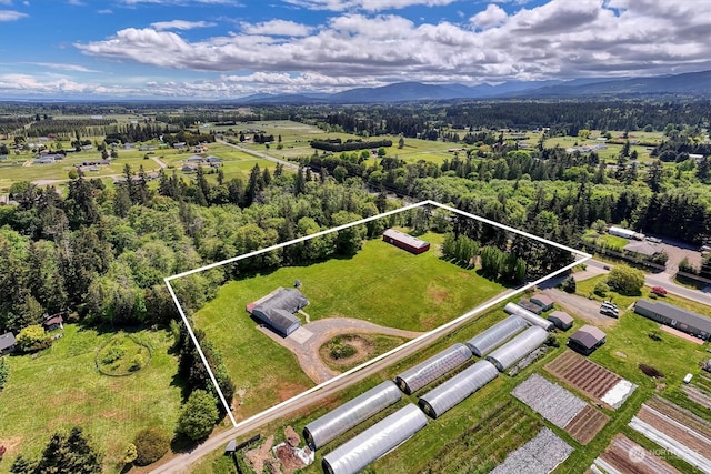 aerial view with a mountain view