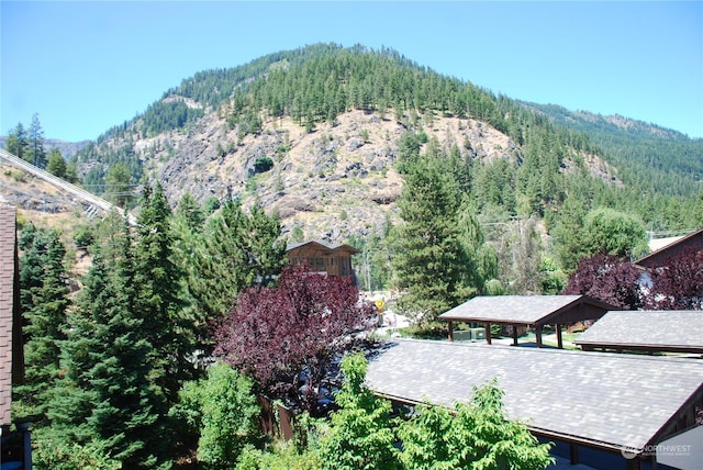 birds eye view of property featuring a mountain view