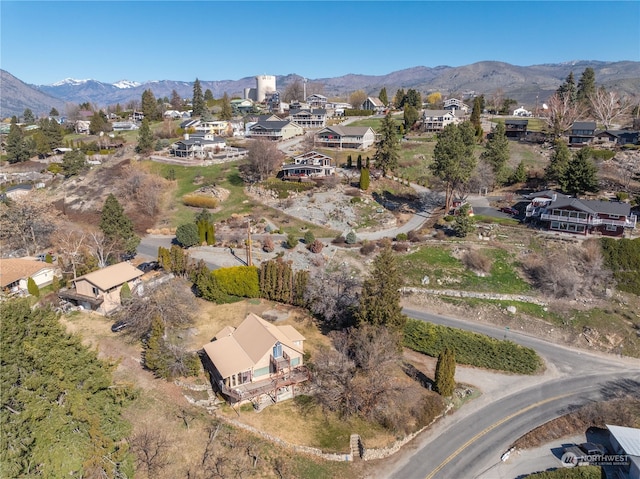 aerial view with a mountain view