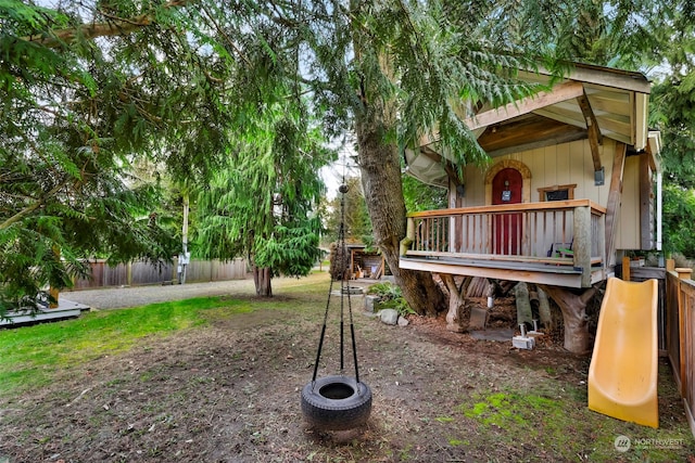 view of yard with a playground