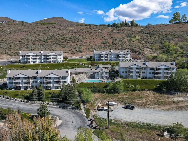 aerial view featuring a mountain view