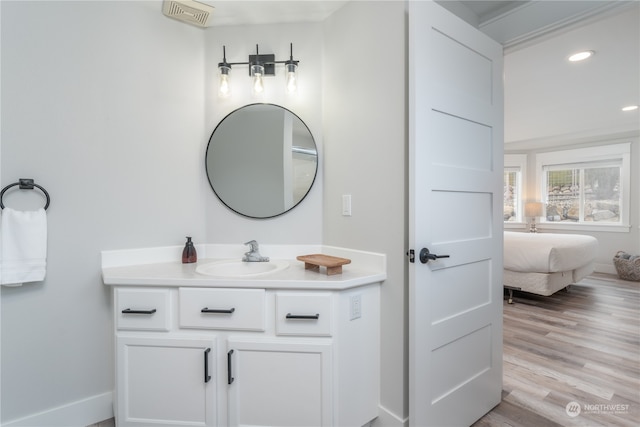 bathroom featuring vanity and wood-type flooring