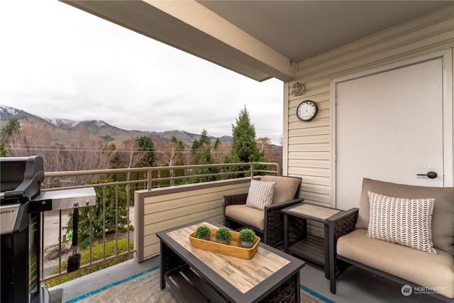 balcony with a mountain view