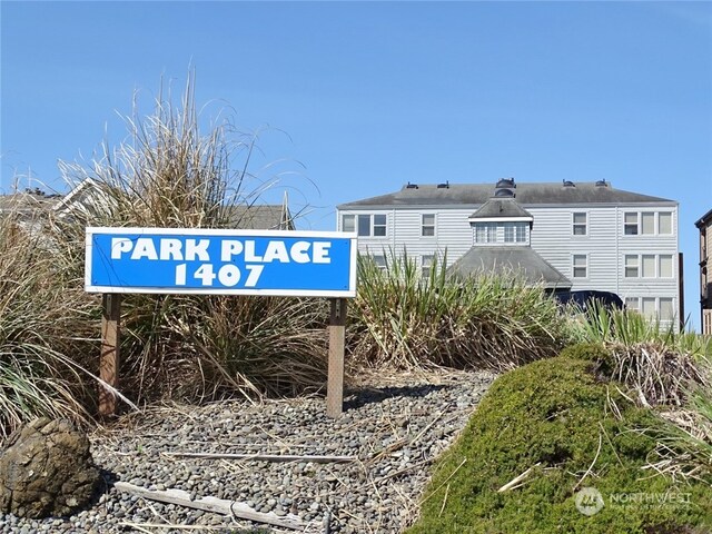 view of community sign