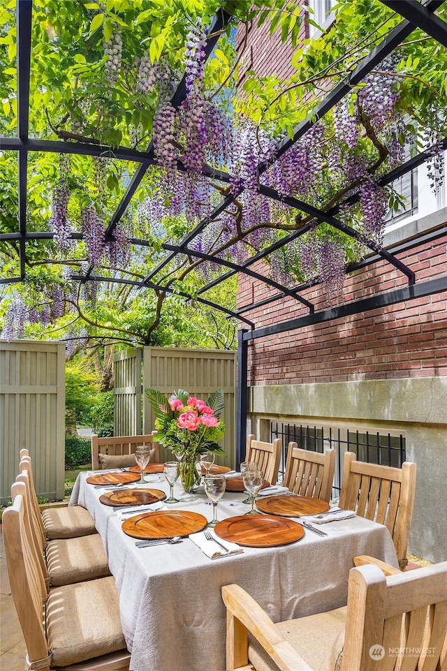 view of patio / terrace featuring a pergola