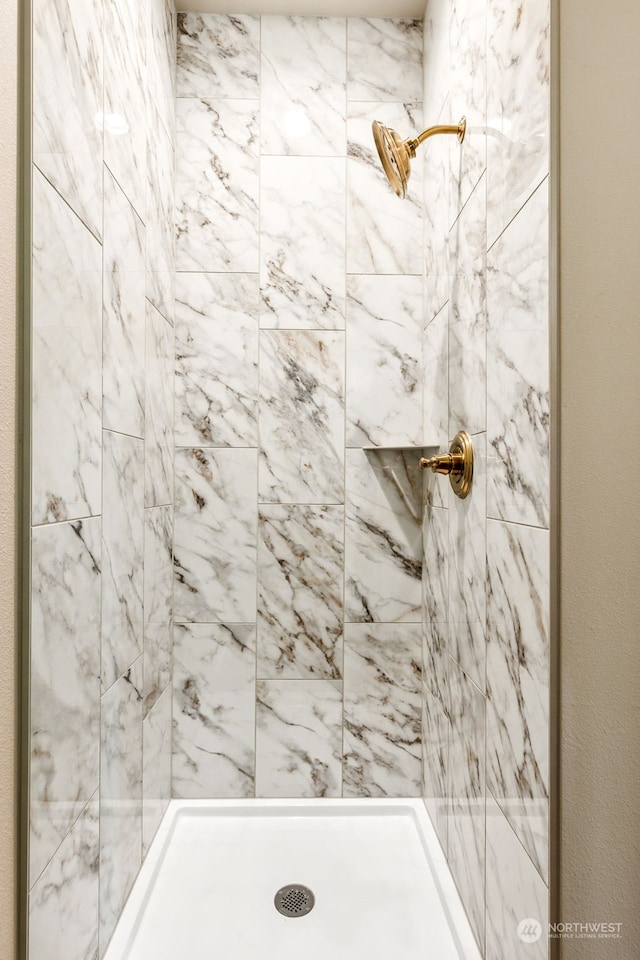 bathroom with tiled shower