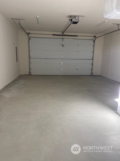 garage with a garage door opener