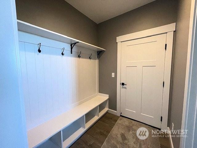 mudroom featuring dark hardwood / wood-style floors