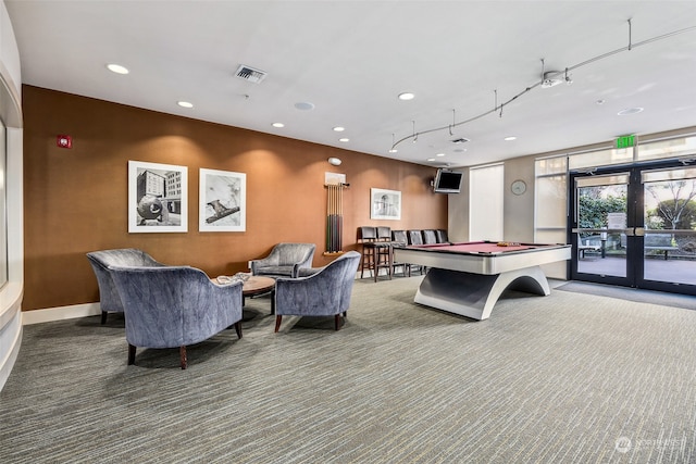 1501 Tacoma Ave S Unit 603, Tacoma, WA 98402 - rec room with carpet floors, recessed lighting, billiards table, and baseboards