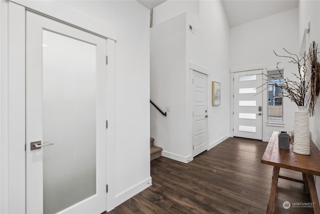 foyer entrance featuring dark hardwood / wood-style flooring