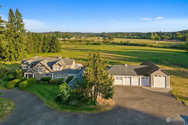 aerial view with a rural view