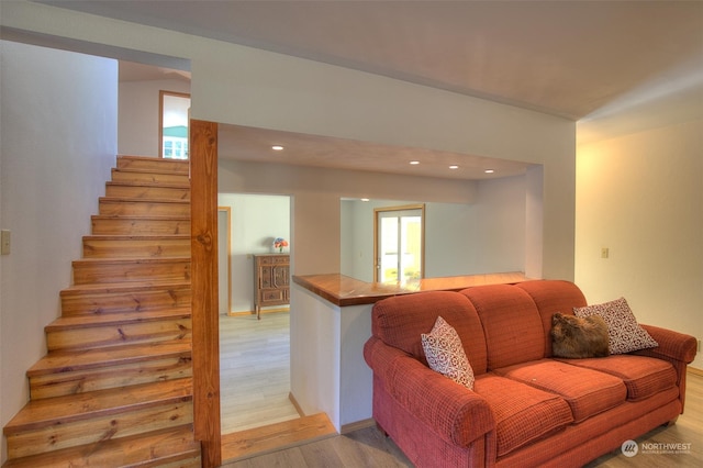 living room featuring light hardwood / wood-style floors