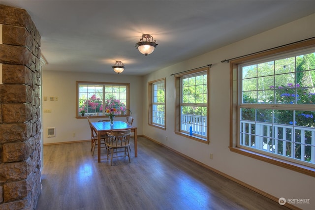 unfurnished dining area with hardwood / wood-style floors