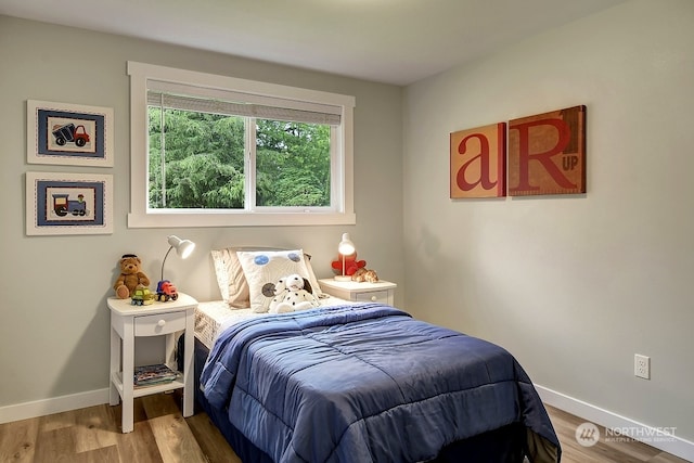 bedroom featuring light hardwood / wood-style flooring