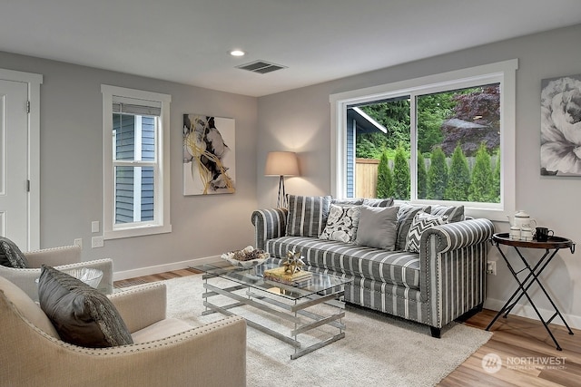 living room with hardwood / wood-style flooring