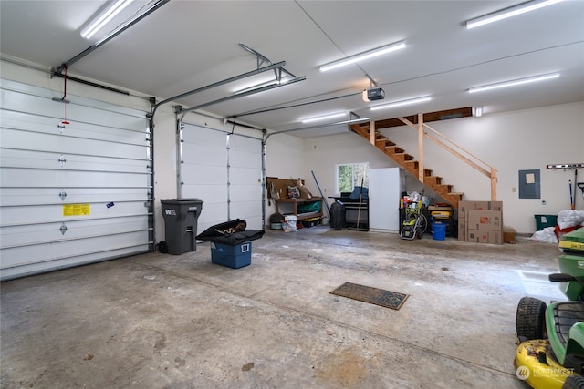 garage with a garage door opener