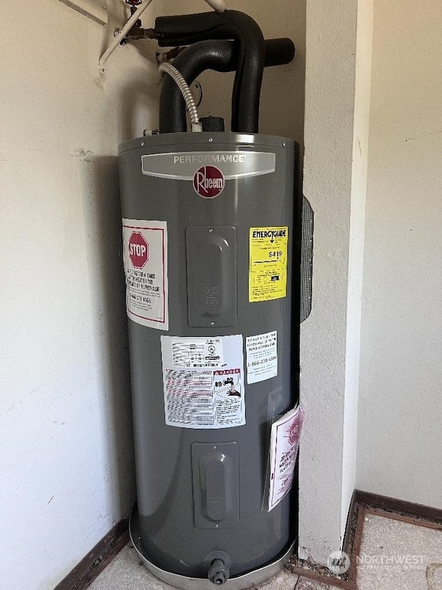 utility room featuring electric water heater