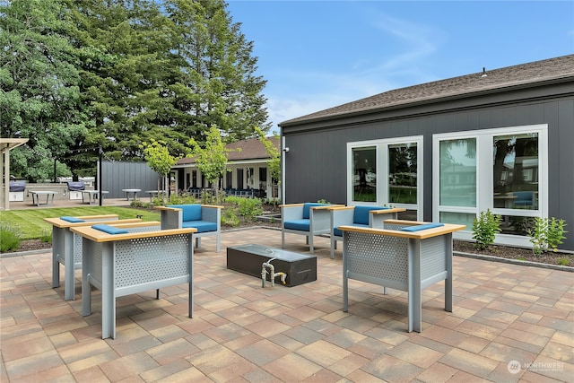 view of patio with an outdoor living space