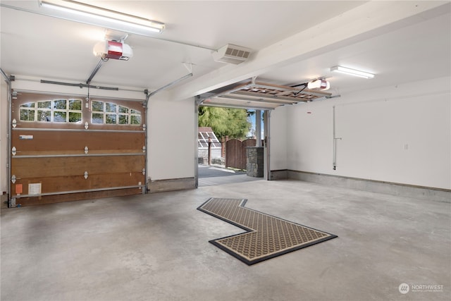 garage with a garage door opener