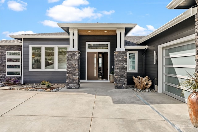 entrance to property with a garage