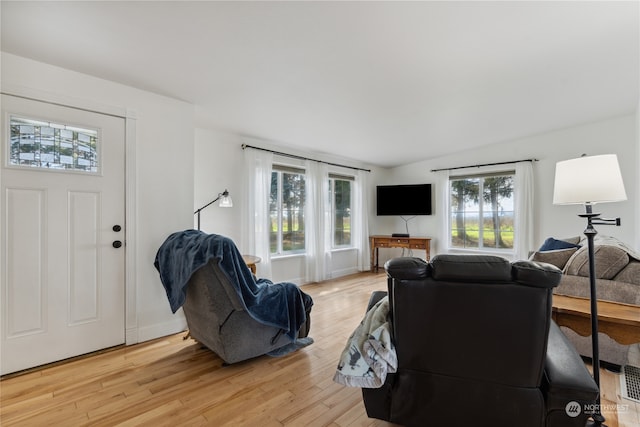 living room with light wood-type flooring