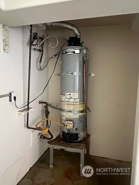 utility room with water heater