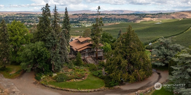 aerial view featuring a mountain view