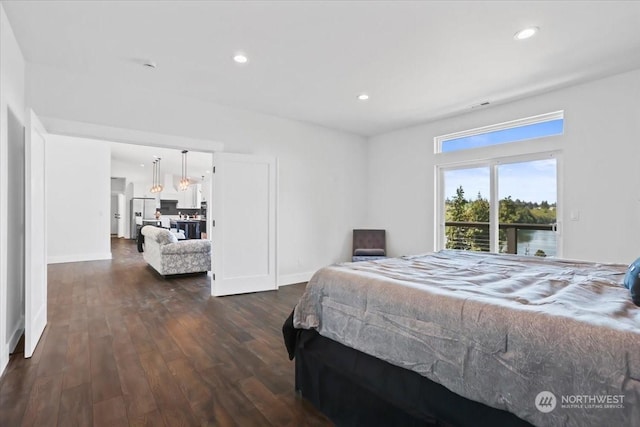 bedroom featuring dark hardwood / wood-style floors