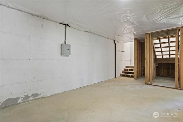 basement with electric panel