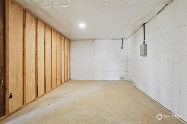 basement with electric panel