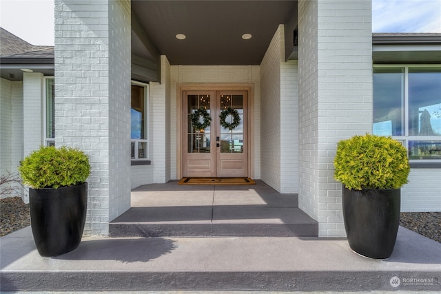 doorway to property featuring french doors